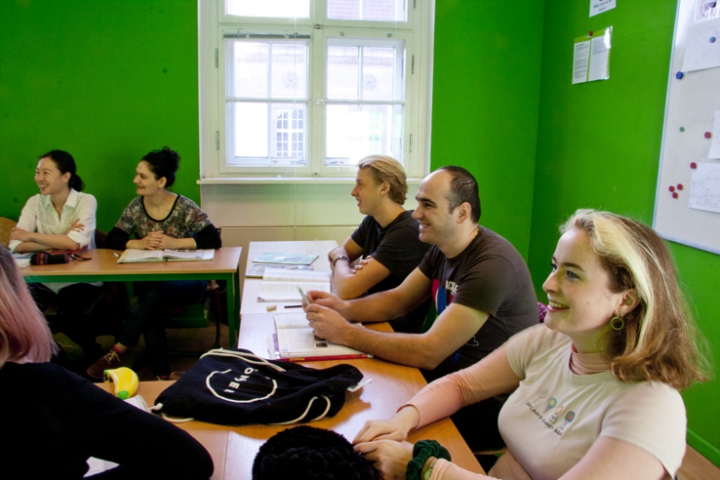 Learn German B2 Berlin; students sitting in class